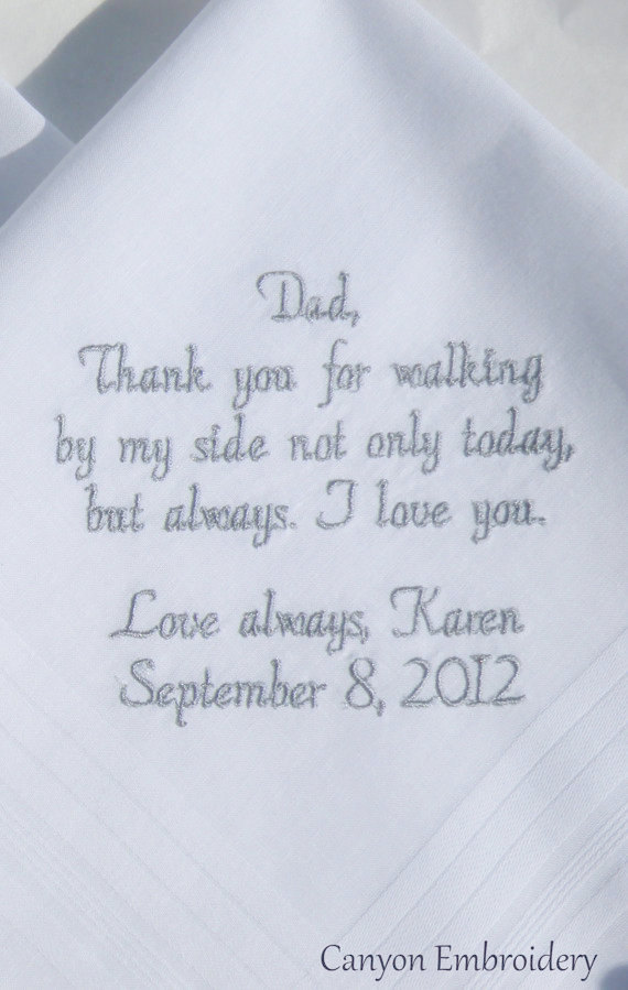 Wedding - Wedding Gift for Dad Embroidered Wedding Handkerchief Gift Personalized Gift for Father of the Bride Gift Wedding Gifts By Canyon Embroidery