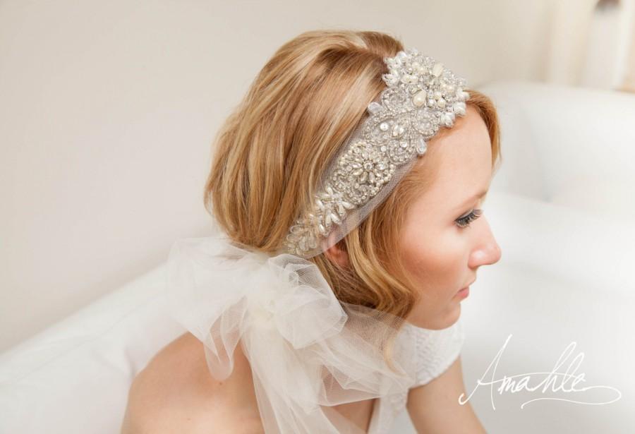 Mariage - Jasmine ~ Beaded Bridal Headpiece Veil 