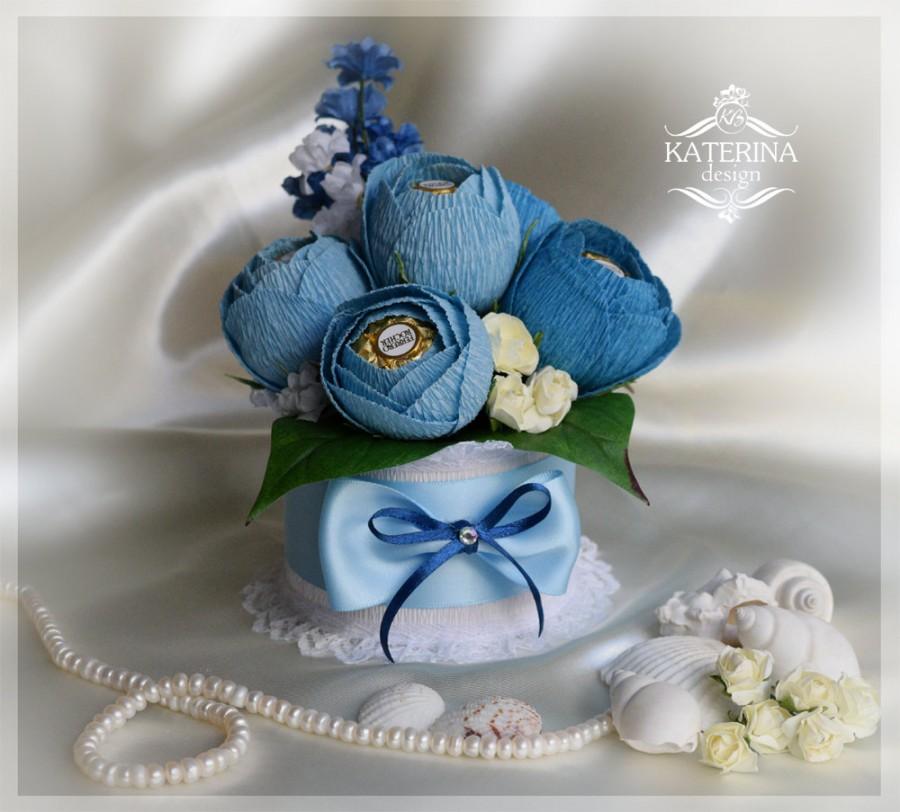 زفاف - Blue Chocolate bouquet, Ferrero Rocher inside of the flowers, Sweet gift for any occasion, Mothers Day, Birthday, Gift for colleague