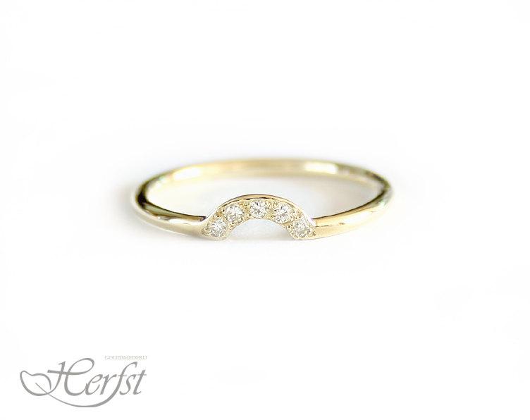 زفاف - 14k Diamonds rainbow ring - Diamond engagement ring - wedding ring, crown ring, 14k Gold, Handmade