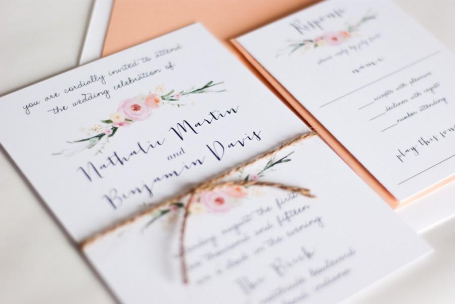 Свадьба - Beautiful, Watercolor Floral Wedding Invitation: NATALIE.