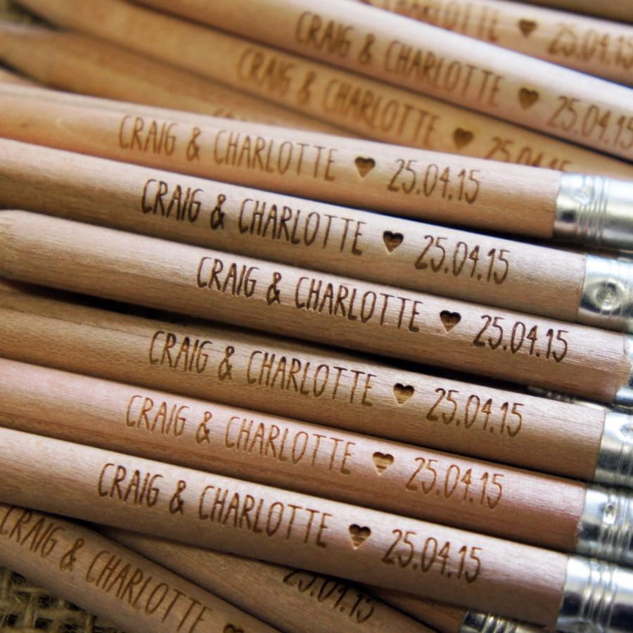 Mariage - Pencil Us In - Save the Dates 30x (min order) single sided,engraved round Golf pencils
