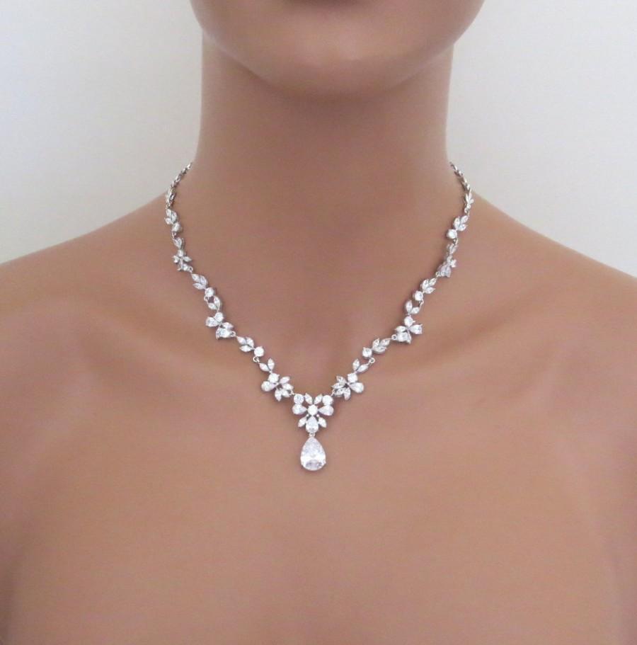 Mariage - Bridal jewelry set, Wedding necklace set, Bridal necklace, Wedding jewelry, Crystal necklace earrings, Rhinestone necklace earrings