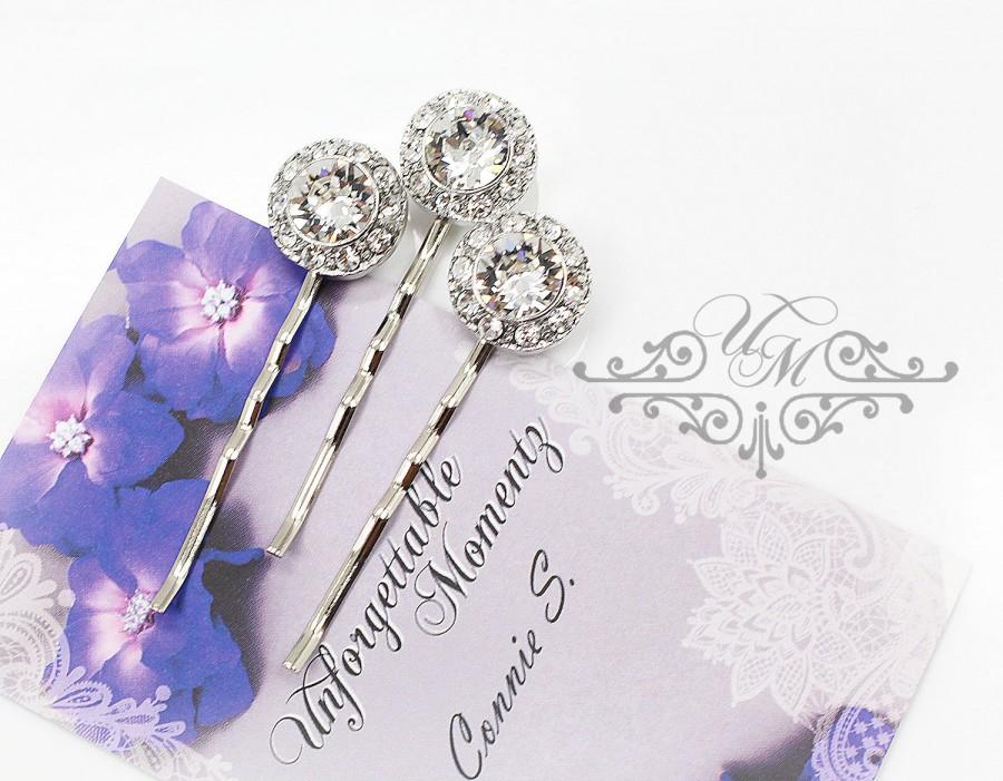 Свадьба - Set Swarovski Crystal hair pins Wedding Headpiece Wedding Hair pins Bridal hair pins Bridesmaids hair pins Rhinestone round pins - ORLA