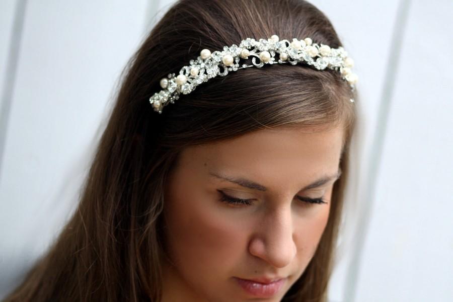 زفاف - Bridal Headband, Hair Accessories, Wedding Head band, Swarovski tiara, pearl headband, Crystal headband