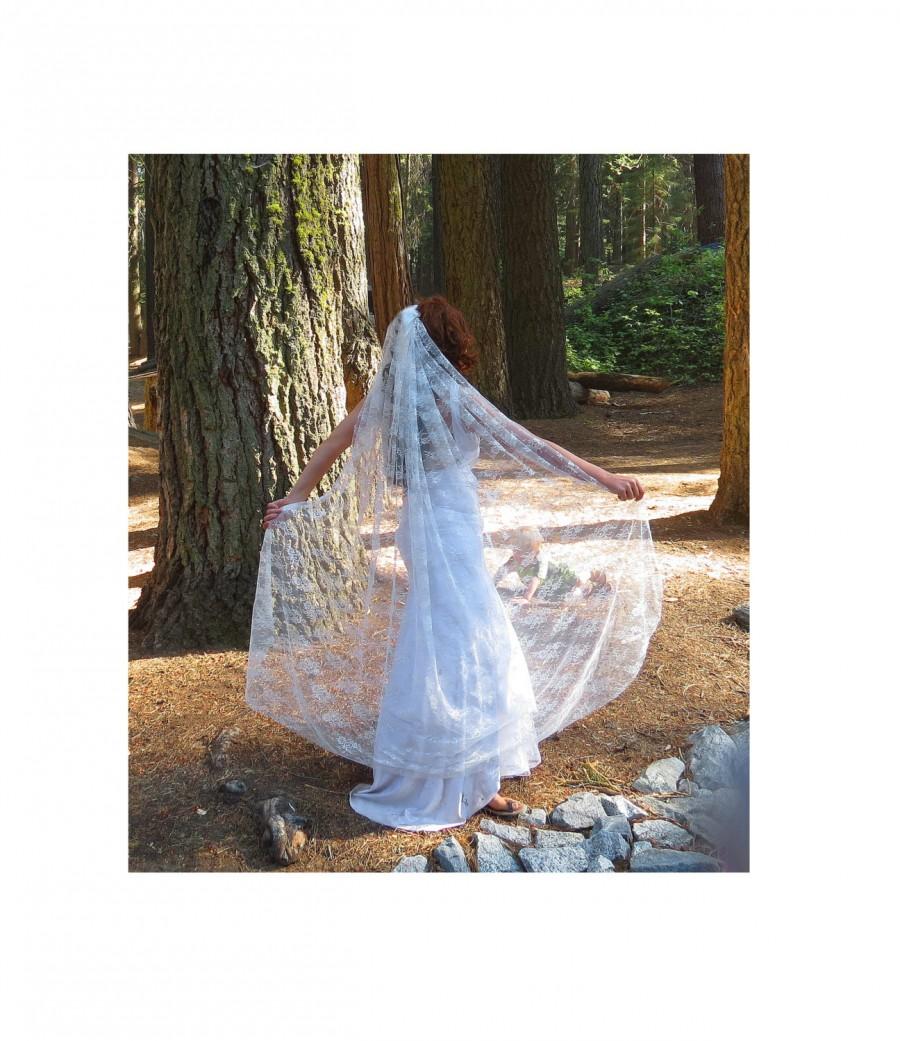 Mariage - Soft Lace Chapel 1 Tier 1t cut edge veil -- floral embellished all lace lacy wedding Bridal voile de dentelle Spitzenschleier blonder slør