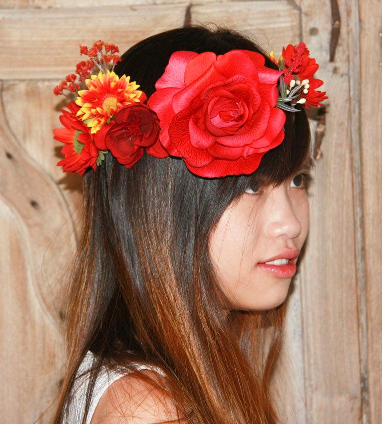 Mariage - Hair wreath, Bridal wreath, Bridal hair crown, Bridal crown, Woodland crown, Bridal flower headpiece