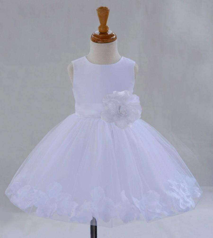 Mariage - White Flower Girl dress sash pageant petals wedding bridal party children bridesmaid toddler elegant sizes 6-18m 2 3 4 5 6 8 10 12 14 