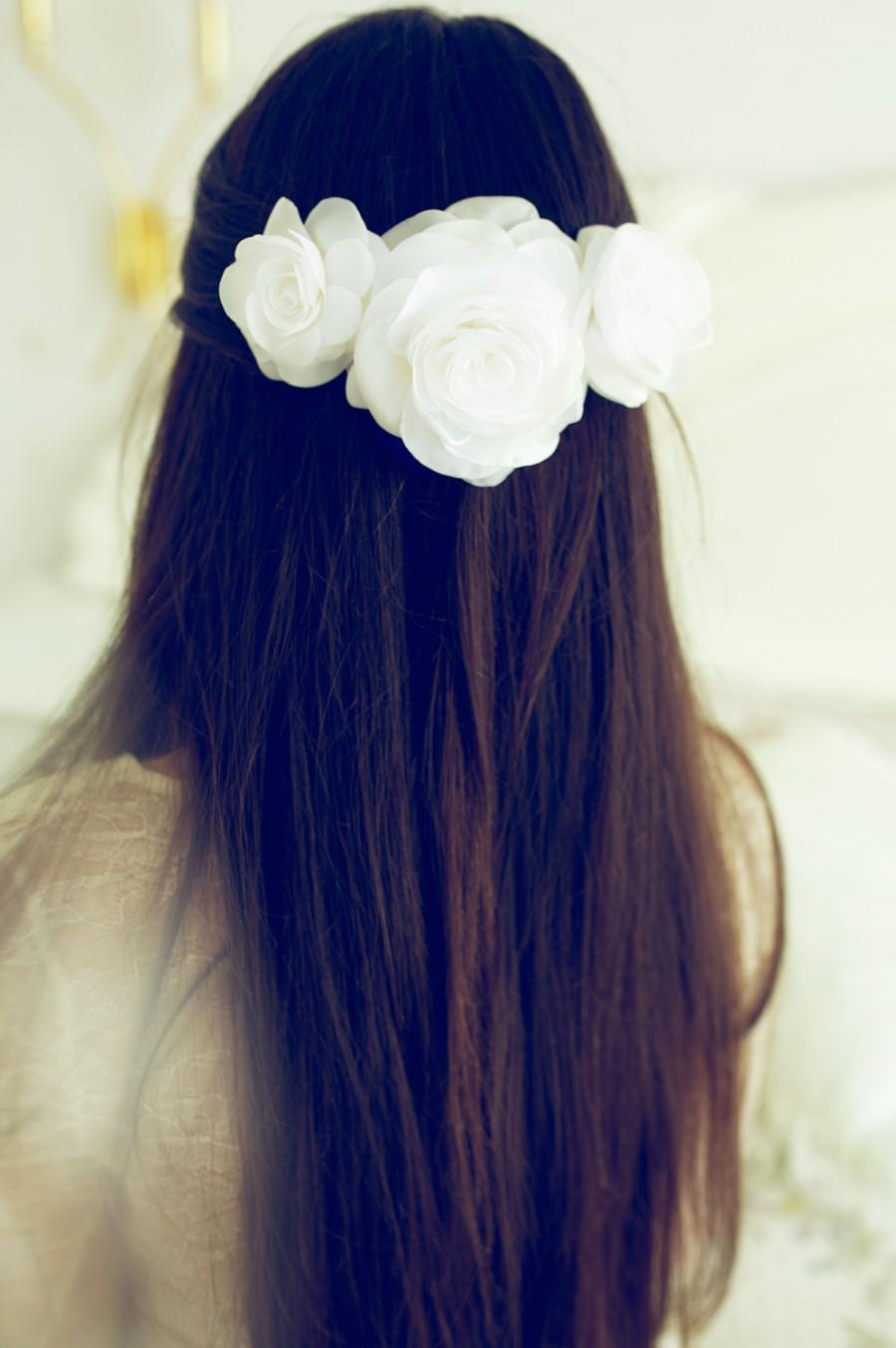 Mariage - Bridal hair piece - Flower hair piece - Wedding hairpiece -  Rose flower hair piece - Rose hair clip -  Rose hair flower