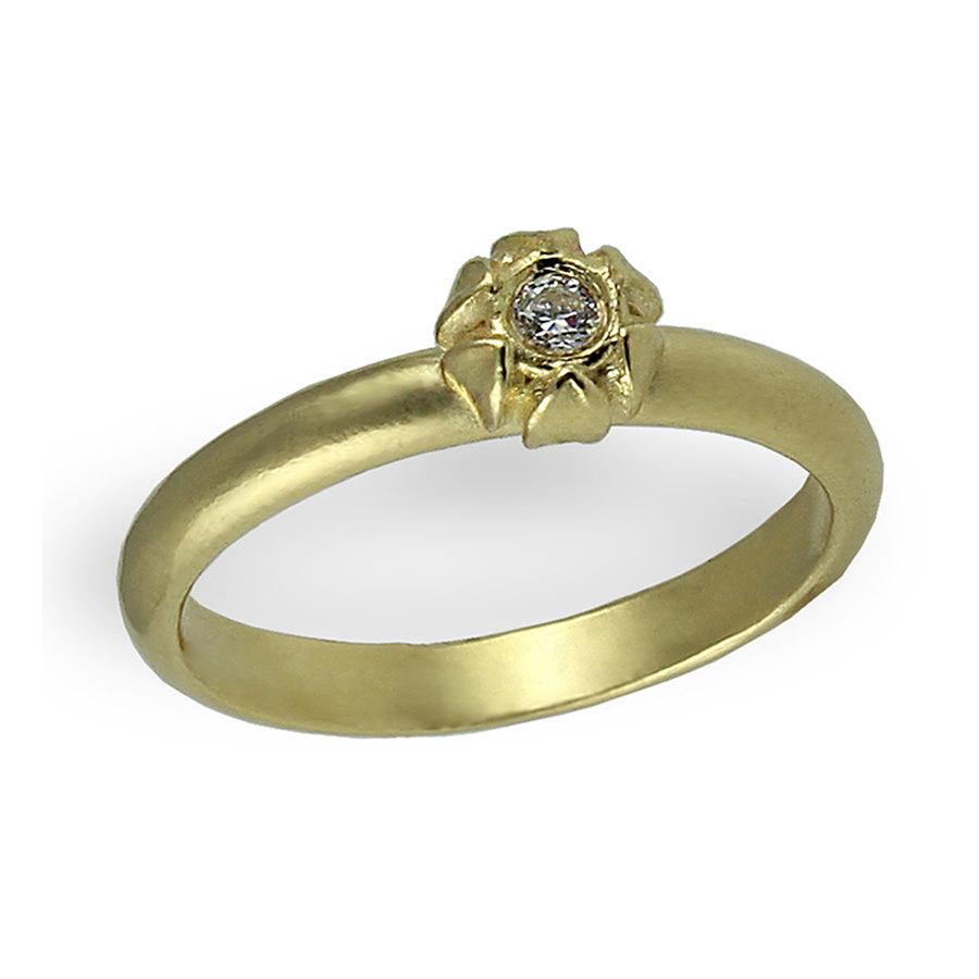 زفاف - Tulip Flower, Engagement  Ring, Yellow Gold, Diamond Engagement Ring, Solitaire Engagement Ring, Flower Ring, Romantic Gold Ring Gift