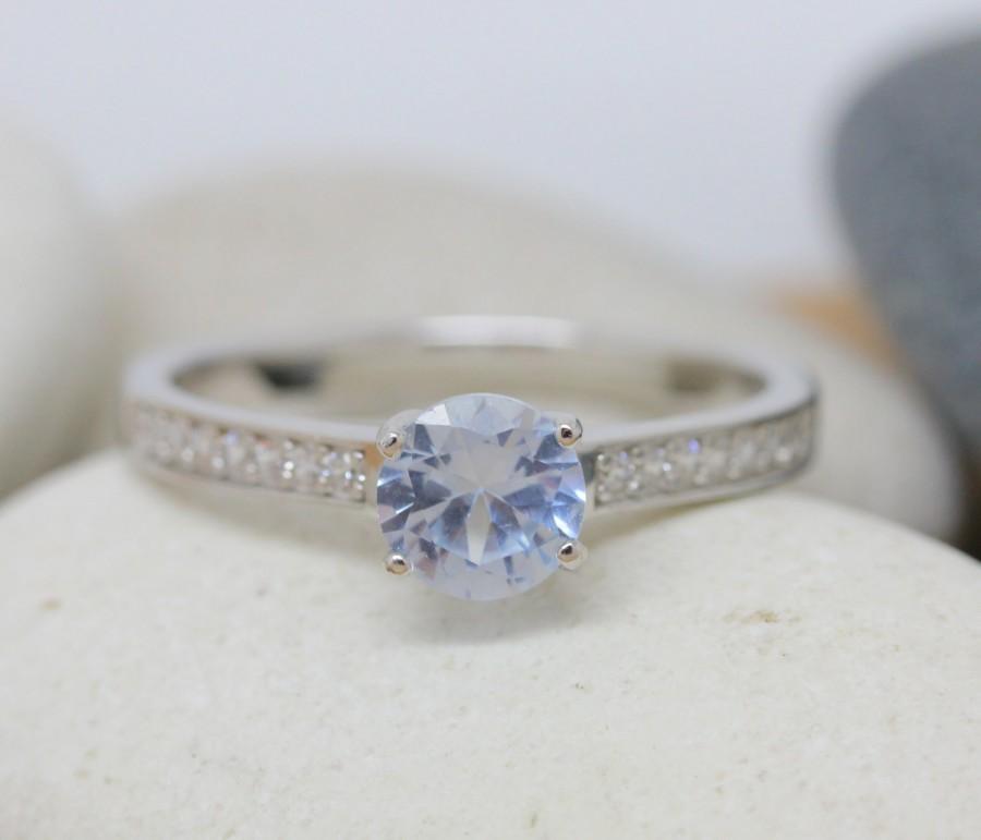 Wedding - 1ct Aquamarine Solitaire ring available in white gold or sterling silver - engagement ring - wedding ring - silver ring
