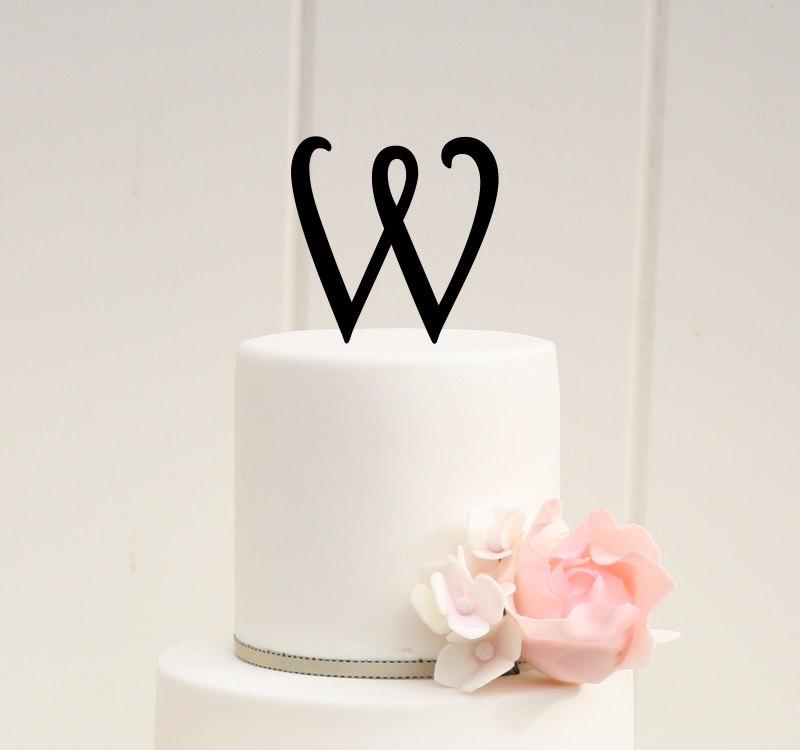 زفاف - Personalized Monogram Wedding Cake Topper - 4 Inch Monogram Letter Cake Topper