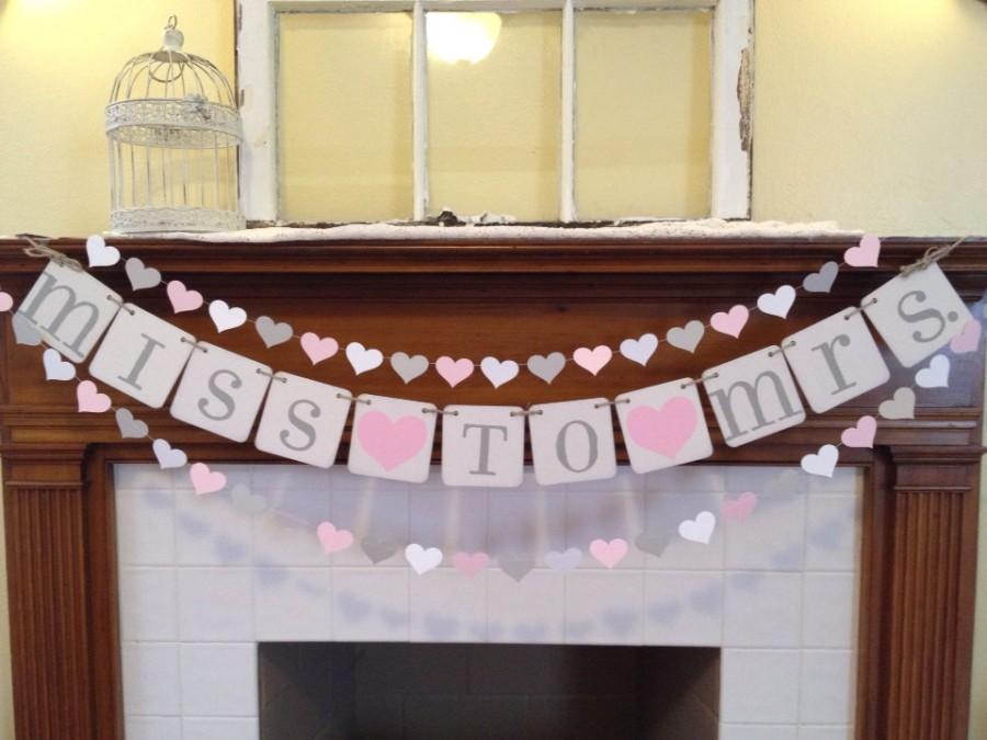 Mariage - Bridal Shower Decoration Bridal Shower Banner Miss To Mrs. Banner Paper Heart Garland Bachelorette Party CUSTOM colors - you pick colors -