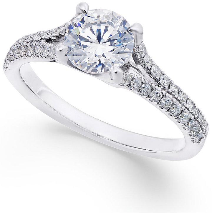 Hochzeit - X3 Certified Diamond Engagement Ring (1-1/3 ct. t.w.) in 18k White Gold