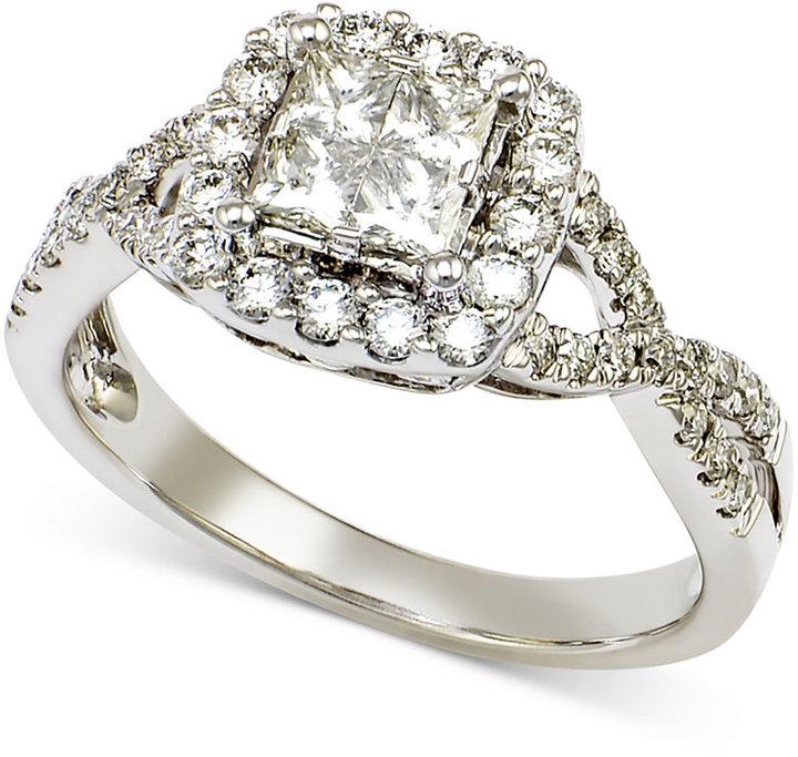 Hochzeit - Diamond Quad Twist Engagement Ring (1 ct. t.w.) in 14k White Gold