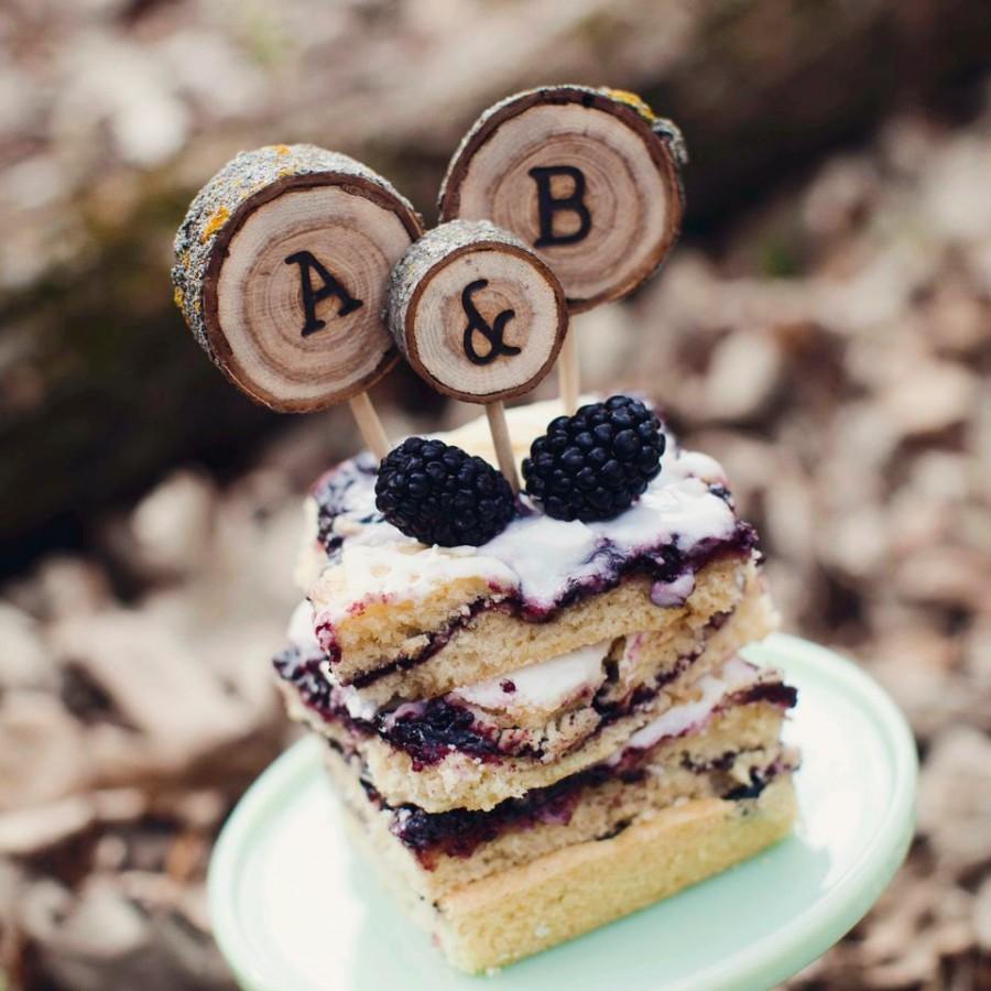 Wedding - Rustic Wedding Cake Topper with Initials