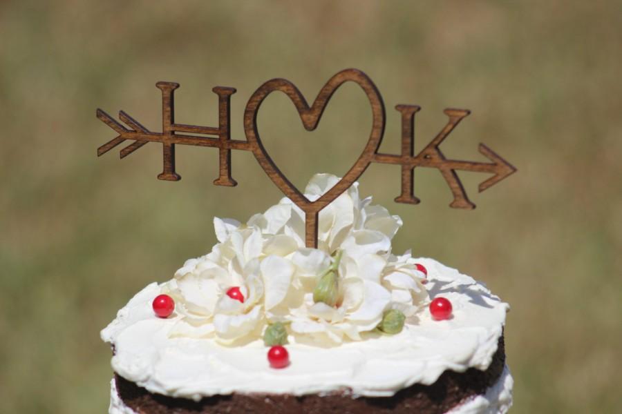 Hochzeit - Rustic Wedding Arrow Cake Topper 