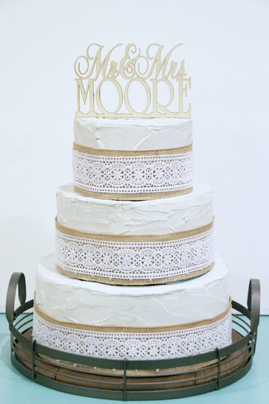 Свадьба - Rustic Wedding Cake Topper or Sign Mr and Mrs Topper Custom Personalized with YOUR Last Name Paintable Stainable Wood