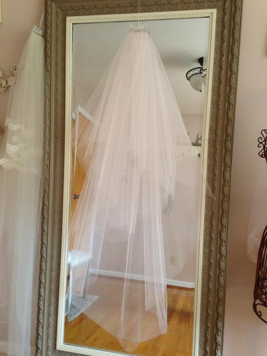 Wedding - Mei, a beautiful two tier soft blush veil is full of romance