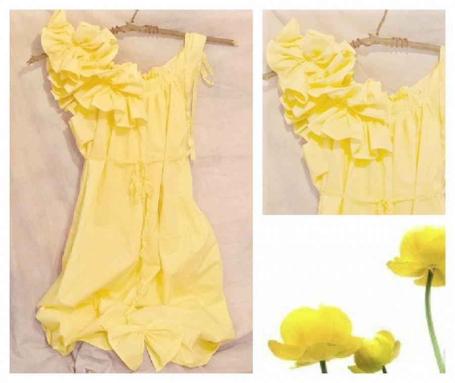 Hochzeit - Short Bridesmaid Dress Buttercup Yellow Knee Length Custom Patisserie Womens Spring