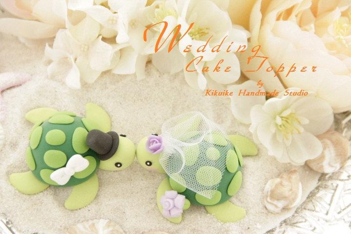 Mariage - turtles Wedding Cake Topper for 1 pair---k616