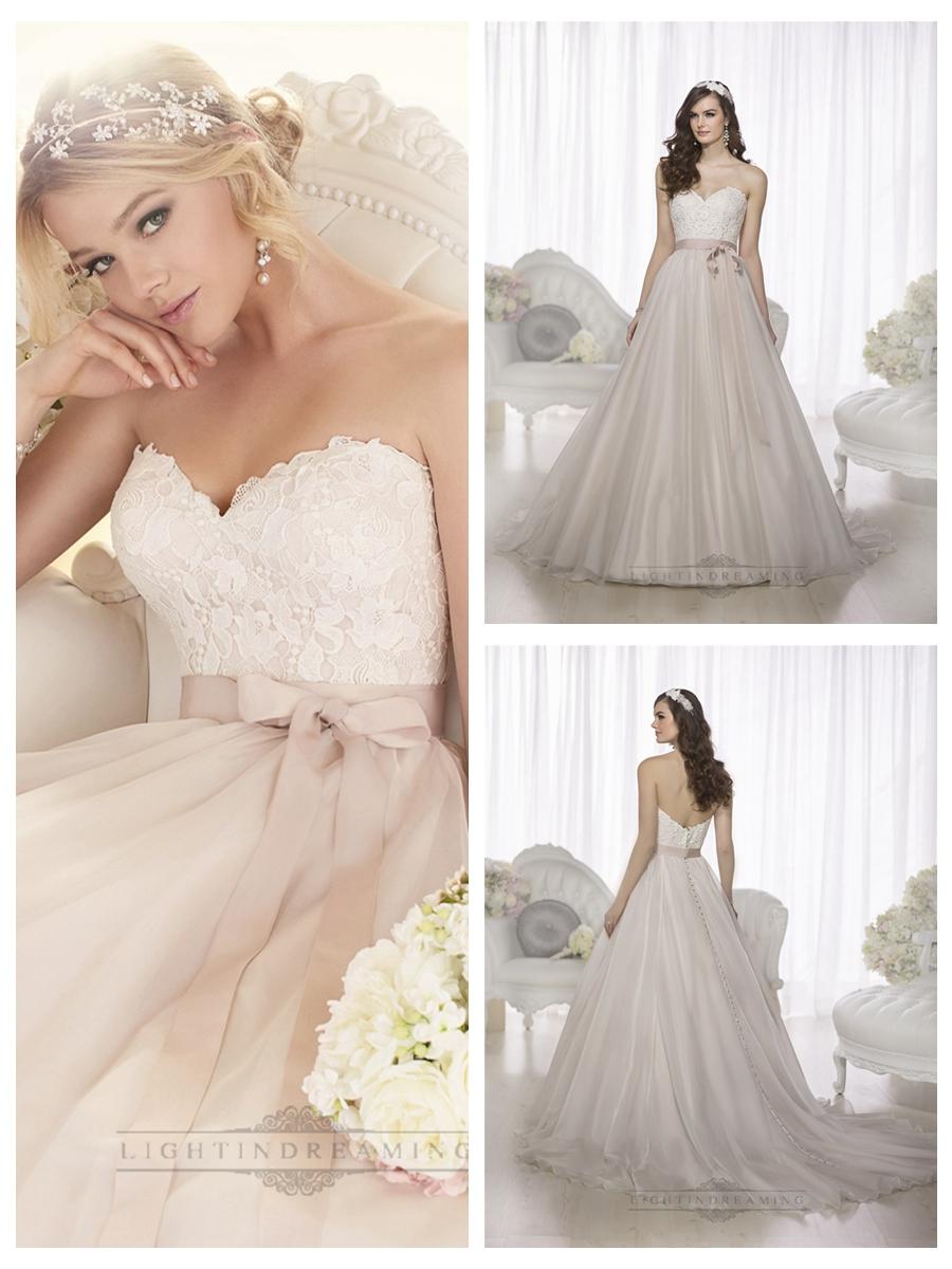 Hochzeit - Sweetheart A-line Lace Bodice Wedding Dresses