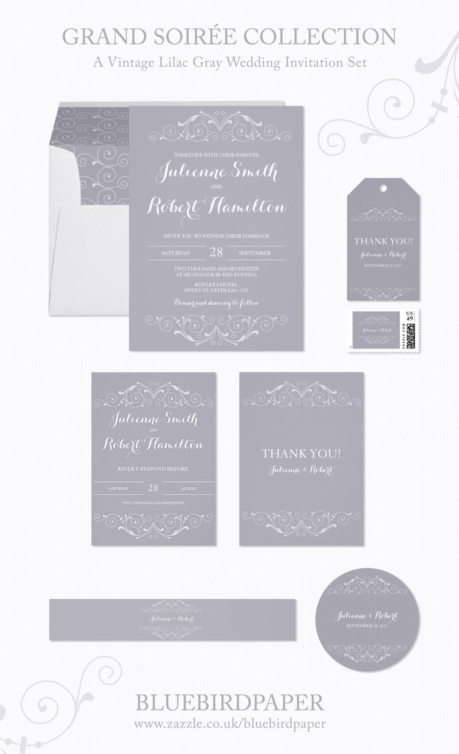 زفاف - Grand Soiree, A Vintage Lilac Gray Wedding Stationery