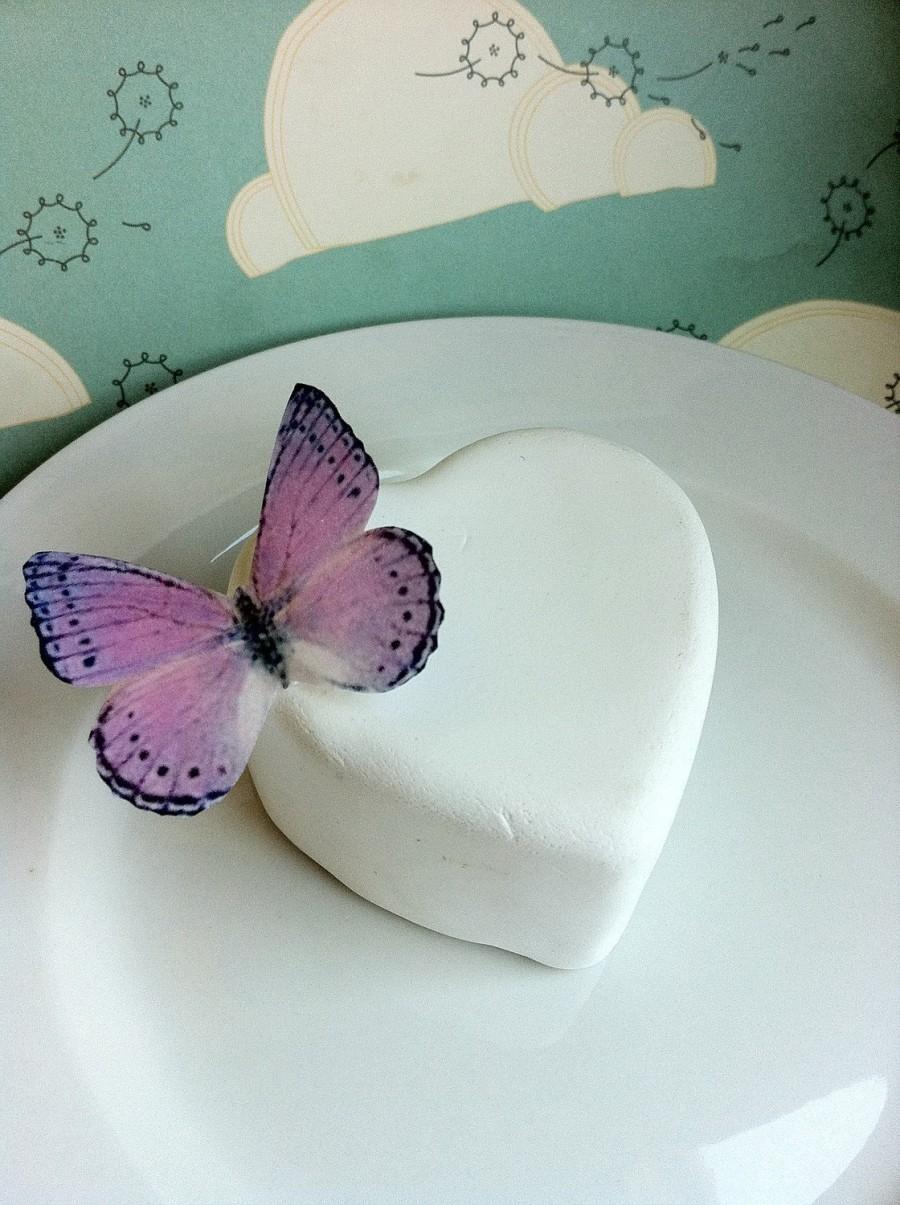 زفاف - Wedding Cake Topper Light Purple and Black Edible Butterfy Cupcake Topper - Wedding Cake Decoration