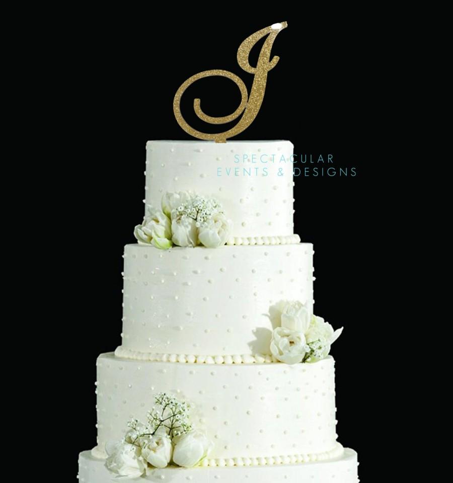 Wedding - 6" Tall Silver or Gold Glitter Acrylic Cake Topper Wedding Cake Topper Sweet Sixteen Cake Topper Bling Cake Topper Sparkly Cake Topper