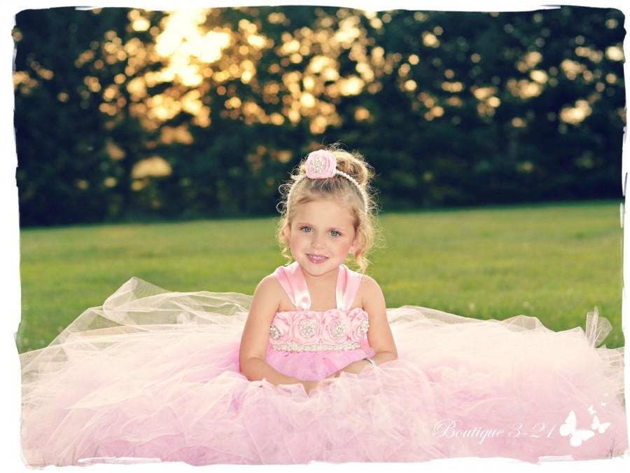 Wedding - Pink Flower Girl Dress, Pink tutu dress, Pink Birthday Dress, Pink Vintage Dress, Pageant Dress