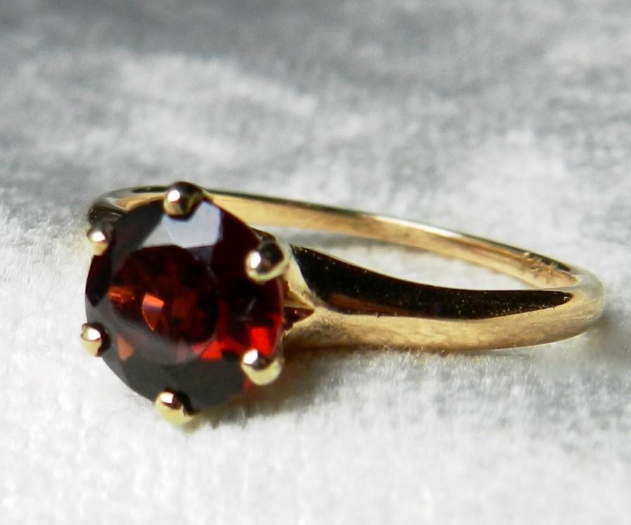 Свадьба - Engagement Ring 1.5 Ct Garnet Engagement Ring 14K Gold Art Deco Engagement Garnet Ring January Birthday Gift