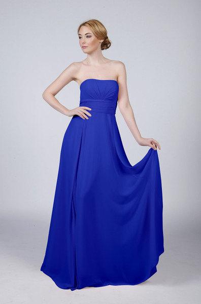 Hochzeit - Beautiful Royal Blue Long Strapless Prom Bridesmaid Dress with matching items available