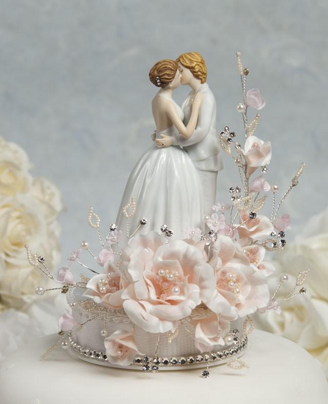 زفاف - Crystal Romance Lesbian Gay Wedding Cake Topper - Custom Painted Hair Color Available - 100955