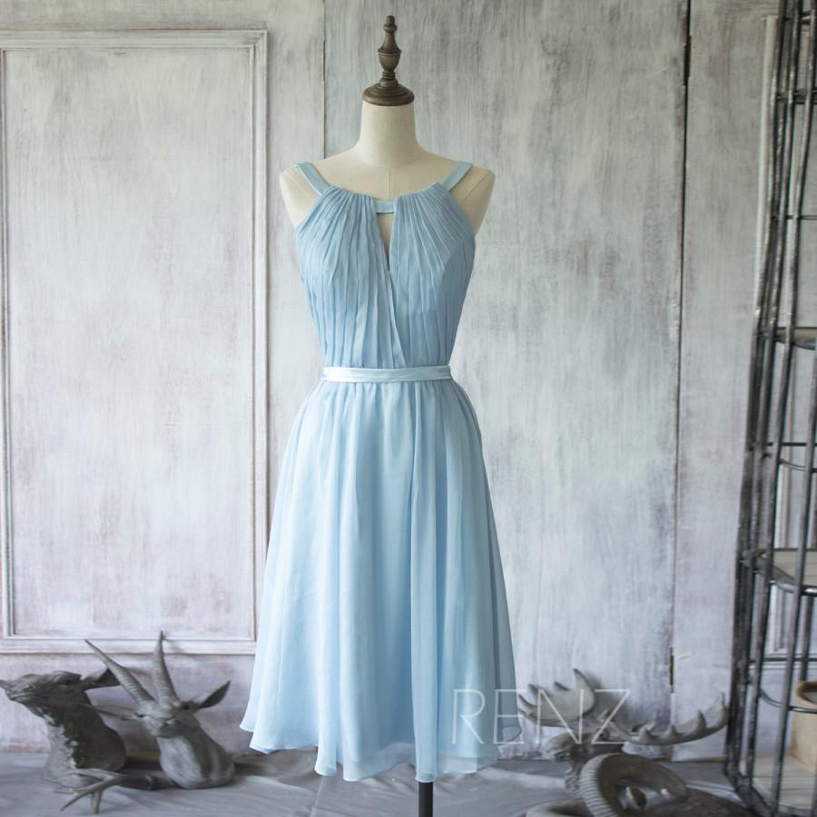 زفاف - 2015 Short Sky Blue Bridesmaid dress, A line Wedding dress, Short Evening dress, Elegant dress, Formal dress, Prom Dress knee length (F066C)