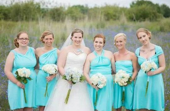 Свадьба - Aqua Blue Convertible Wrap Twist Knee Length Dress...37 Colors... Bridesmaid Dress, Beach Wedding, Rustic Wedding