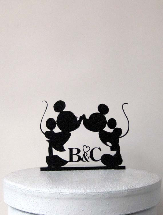 Свадьба - Custom Wedding Cake Topper - Mickey and Minnie Wedding 2 with your initials