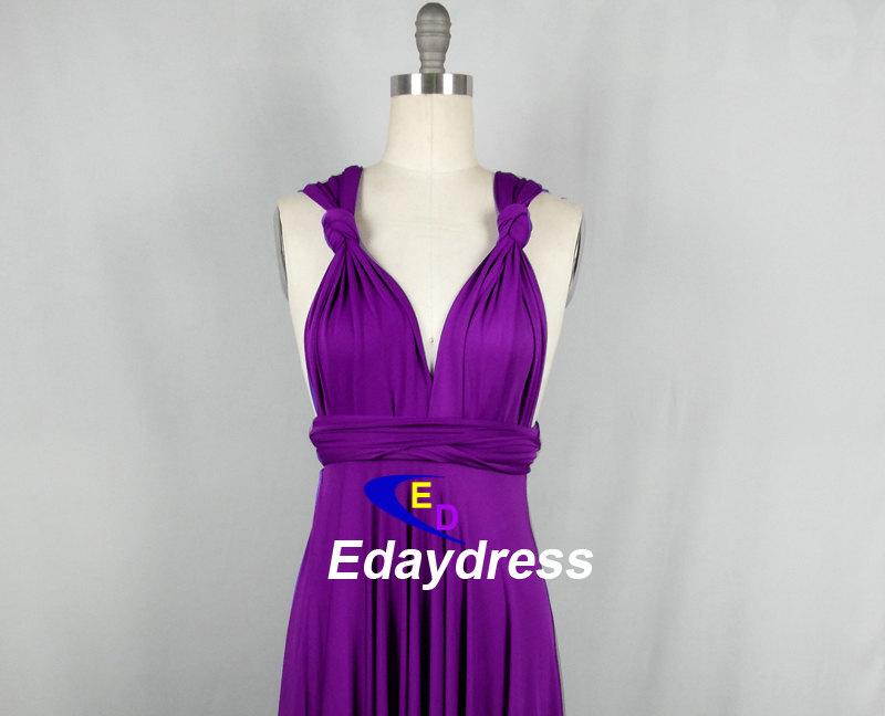 Hochzeit - Summer Maxi Full Length Bridesmaid Infinity Convertible Wrap Dress Multiway Long Dresses Dark Purple Eggplant Purple Grape Purple Dress