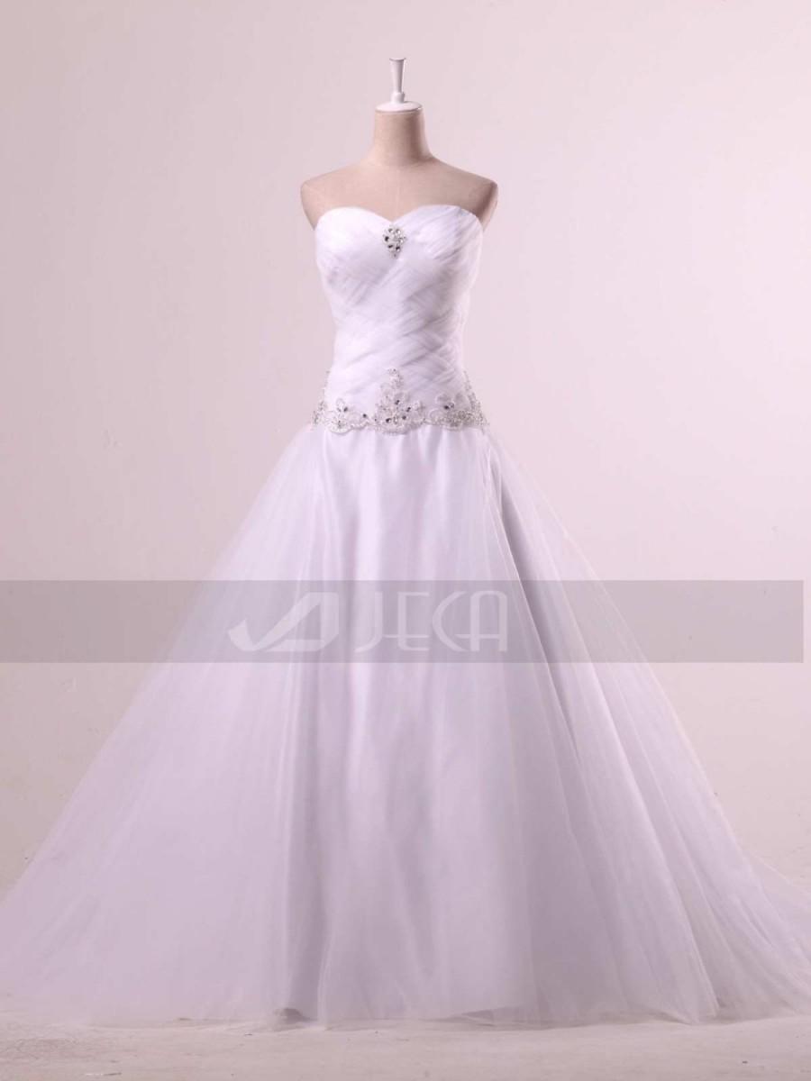 Mariage - Tulle Woven Bodice Wedding Gown Available in Plus Sizes W840
