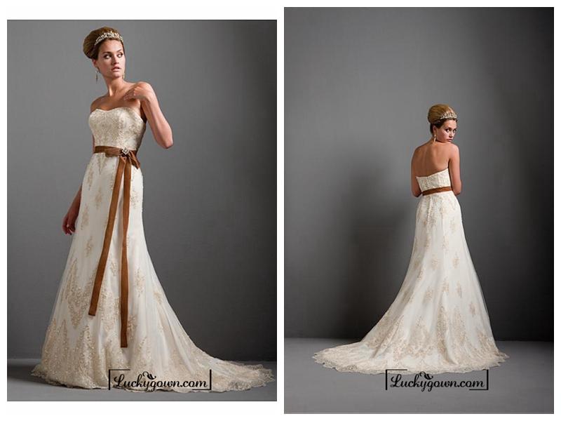 Wedding - Beautiful Elegant Exquisite Wedding Dress In Great Handwork