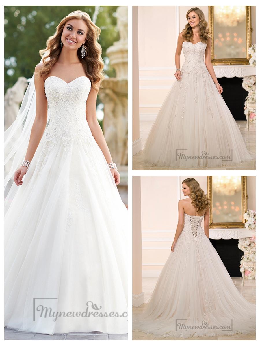 زفاف - A-line Sweetheart Diamante Embellished Wedding Dresses