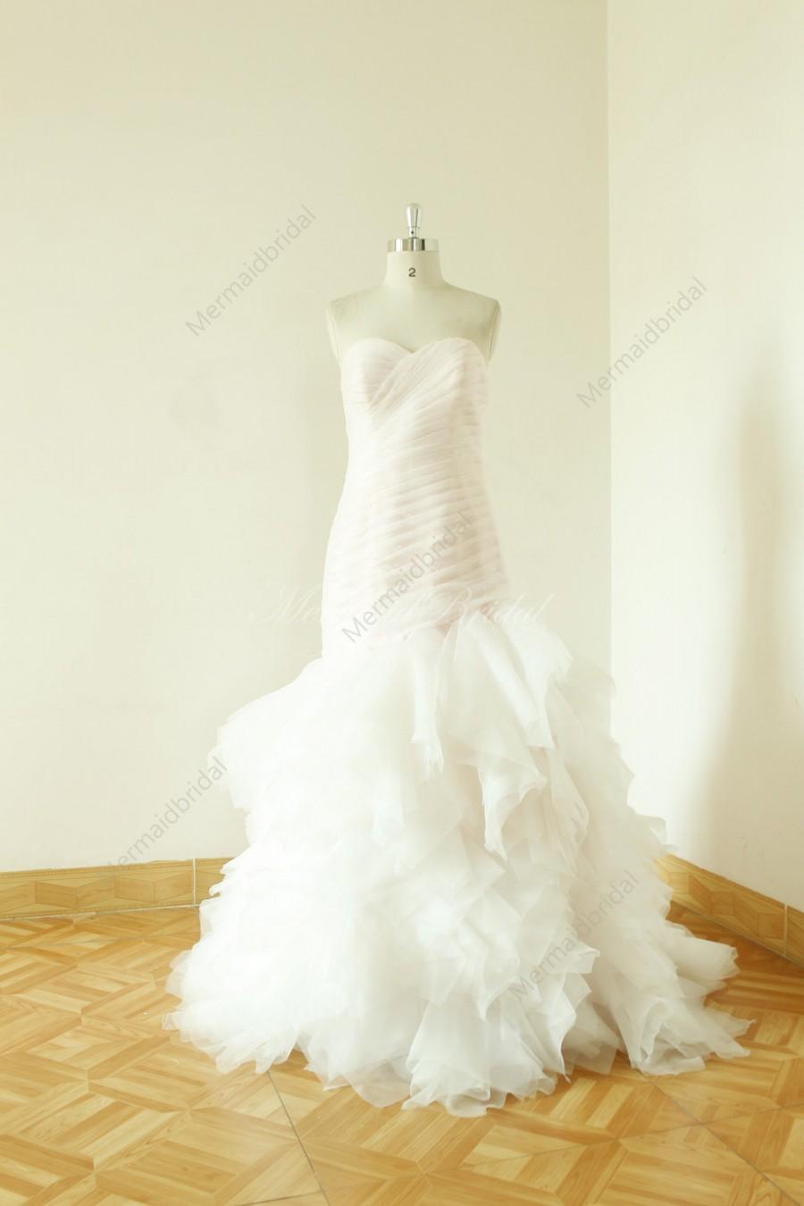 زفاف - Fit and flare Blush lining floral ruffled wedding dress