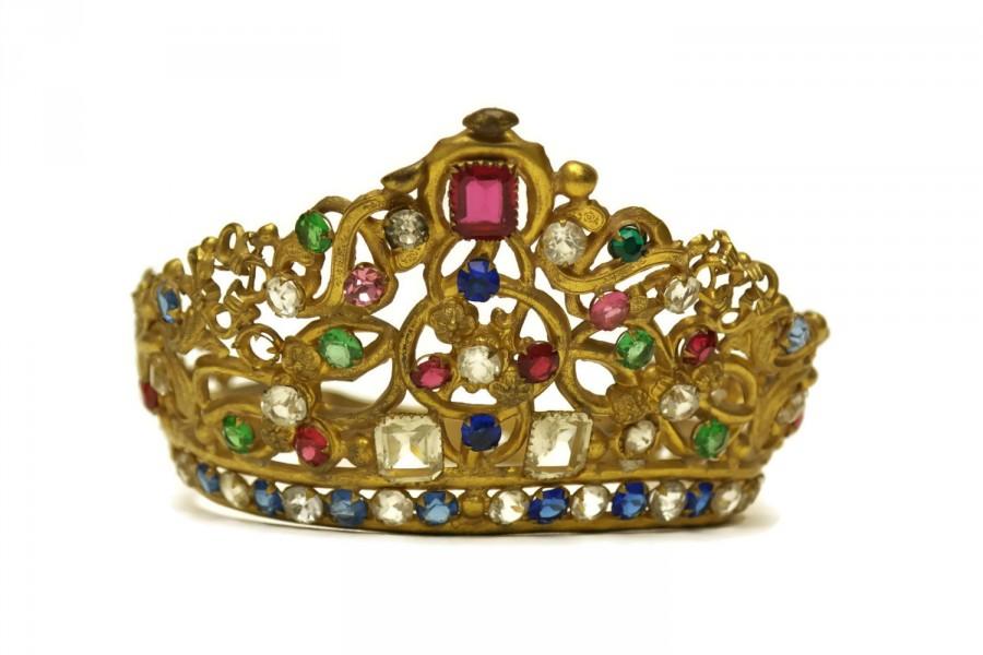 زفاف - Antique Santos Crown. French Tiara. Madonna Statue Tiara. Antique Wedding Tiara Crown,