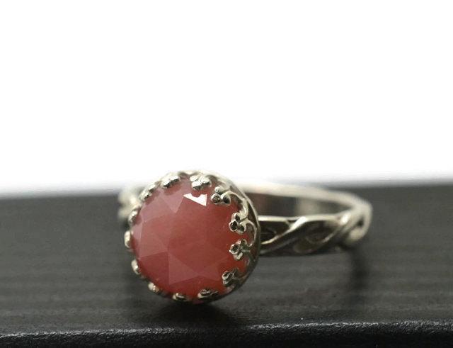 Hochzeit - Celtic Opal Ring, Pink Opal Engagement Ring, Sterling Silver Jewelry, Andean Opal Jewelry