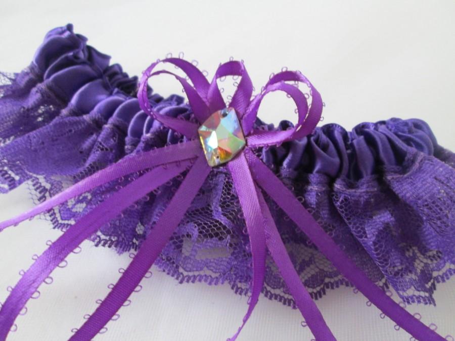 Hochzeit - Purple Lace Homecoming Garter, Violet Purple Wedding Garter, Purple Lace Bridal Garter, Toss Garter