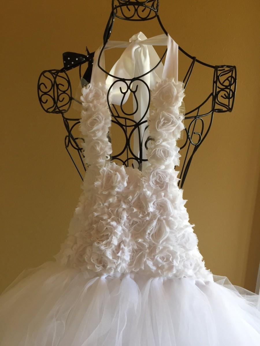 زفاف - Handmade custom tulle flower girl dress, fully lined bodice, multiple colors, rosettes with pearls, 9m-14 "The Ellasyn"DixieBellesandBeaus