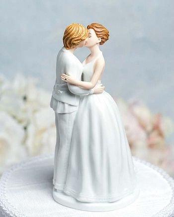 زفاف - Romance Gay Lesbian  Cake Topper - Custom Painted Hair Color Available - 707555