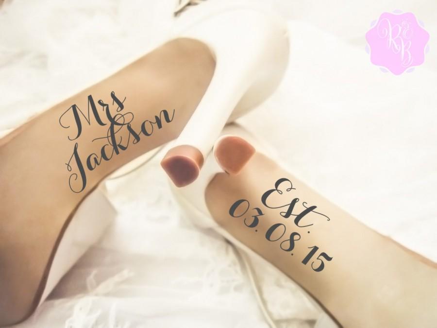 Mariage - Wedding Shoes Decal Personalized Wedding Shoes Sticker Wedding Decal Wedding Sticker Bride Shoes Decal