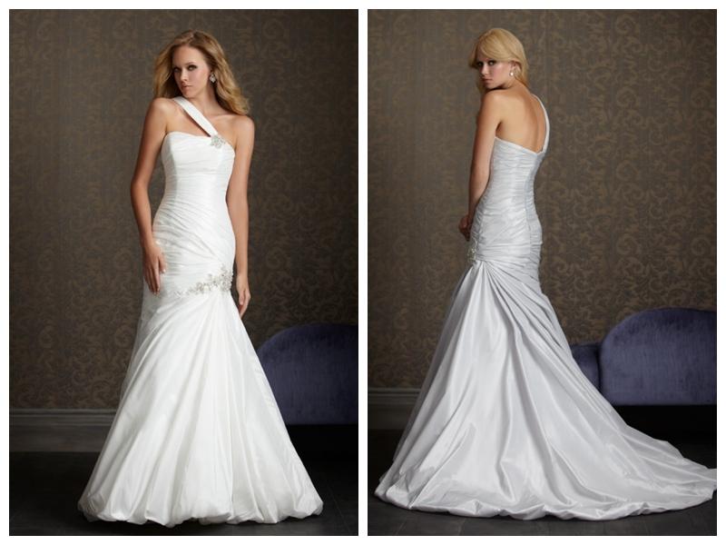 Wedding - Silk-Like Taffeta Mermaid One-Shoulder Sleeveless Wedding Dress