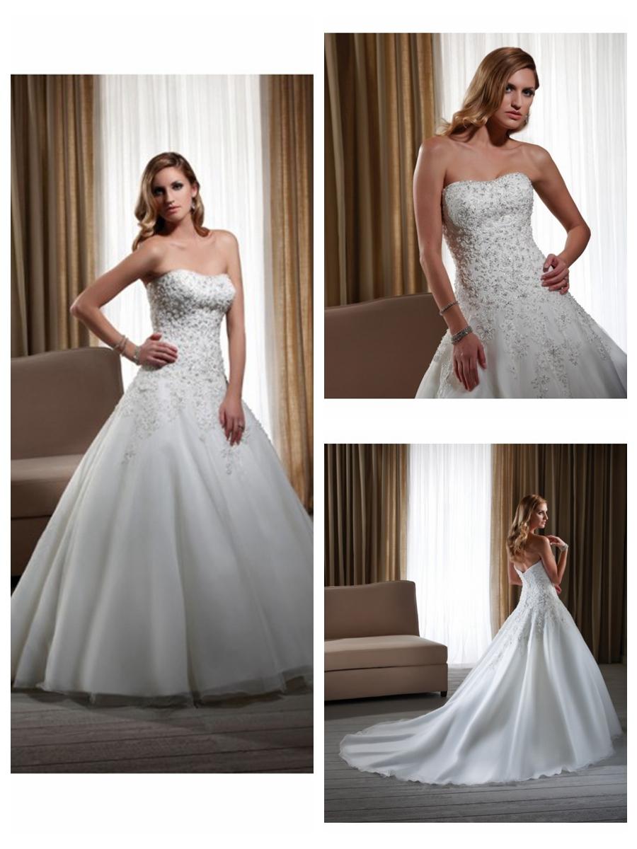 Hochzeit - Lavish Applique Bodice A-Line Style with Chapel Train Lucky Wedding Dress