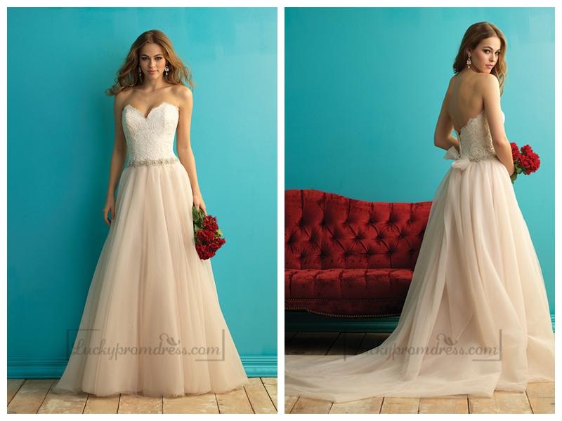 Wedding - Strapless Sweetheart A-line Weding Dress with Beaded Belt